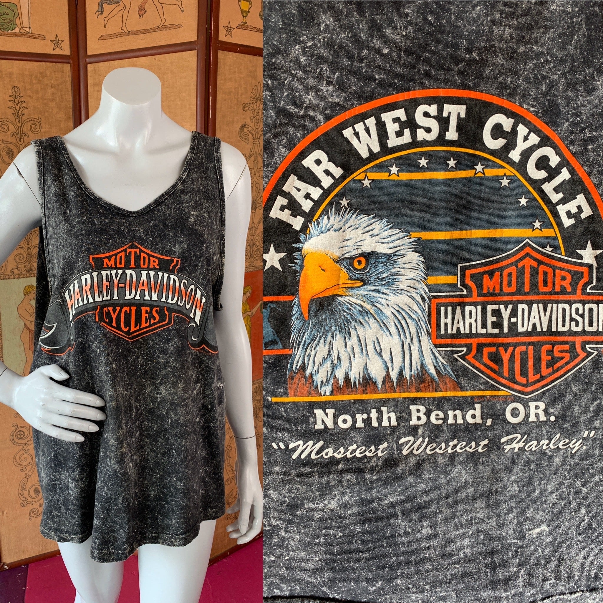 1980s Harley Davidson Unisex Acid Wash Tank Top Tee — vintage 1980s Harley Davidson top
