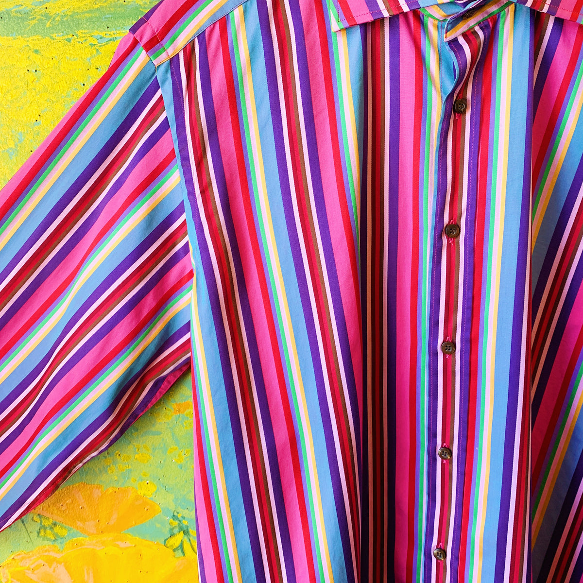 ETRO Rainbow Striped Button Up Men's Shirt — vintage Etro top in multicolour