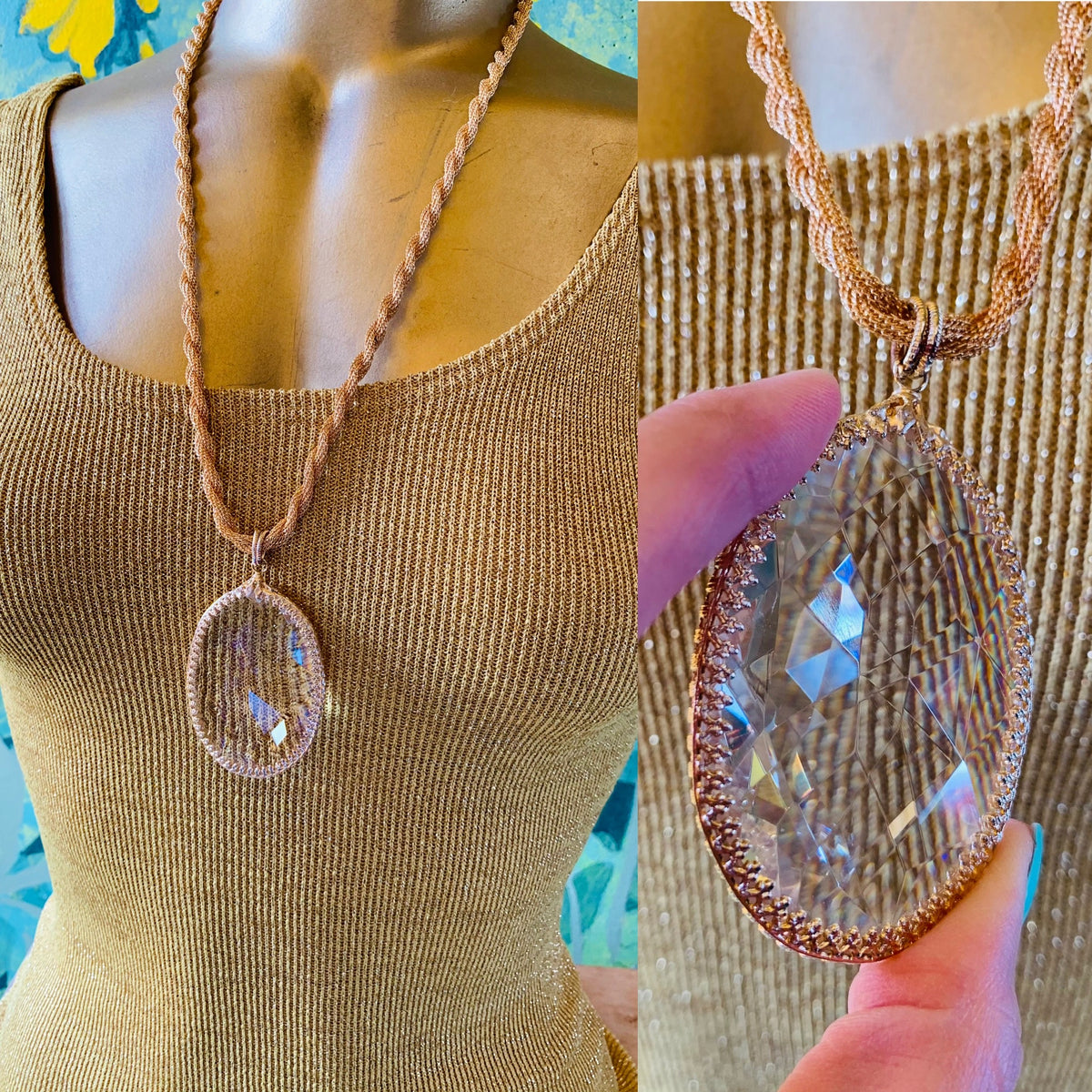 Gold Prism Necklace — vintage jewellery in gold