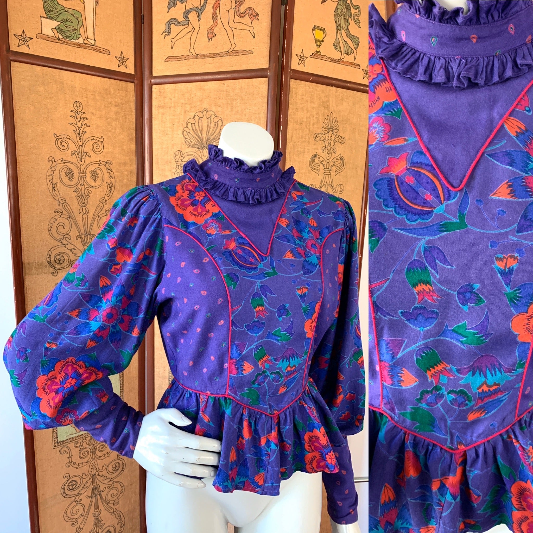 Trippy majestic poet sleeve blouse