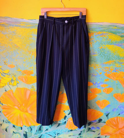 Black & White Pinstripe Escada Pants. Sold exclusively at Empress Vintage in Berkeley, CA.