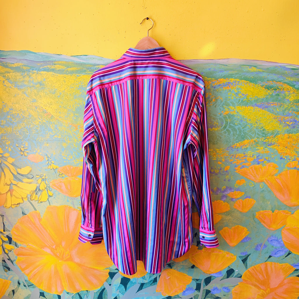 ETRO Rainbow Striped Button Up Men's Shirt — vintage Etro top in multicolour