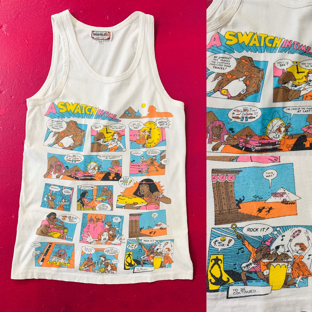 Swatch Time Travel Comic Print Tank Top — vintage 1980s top