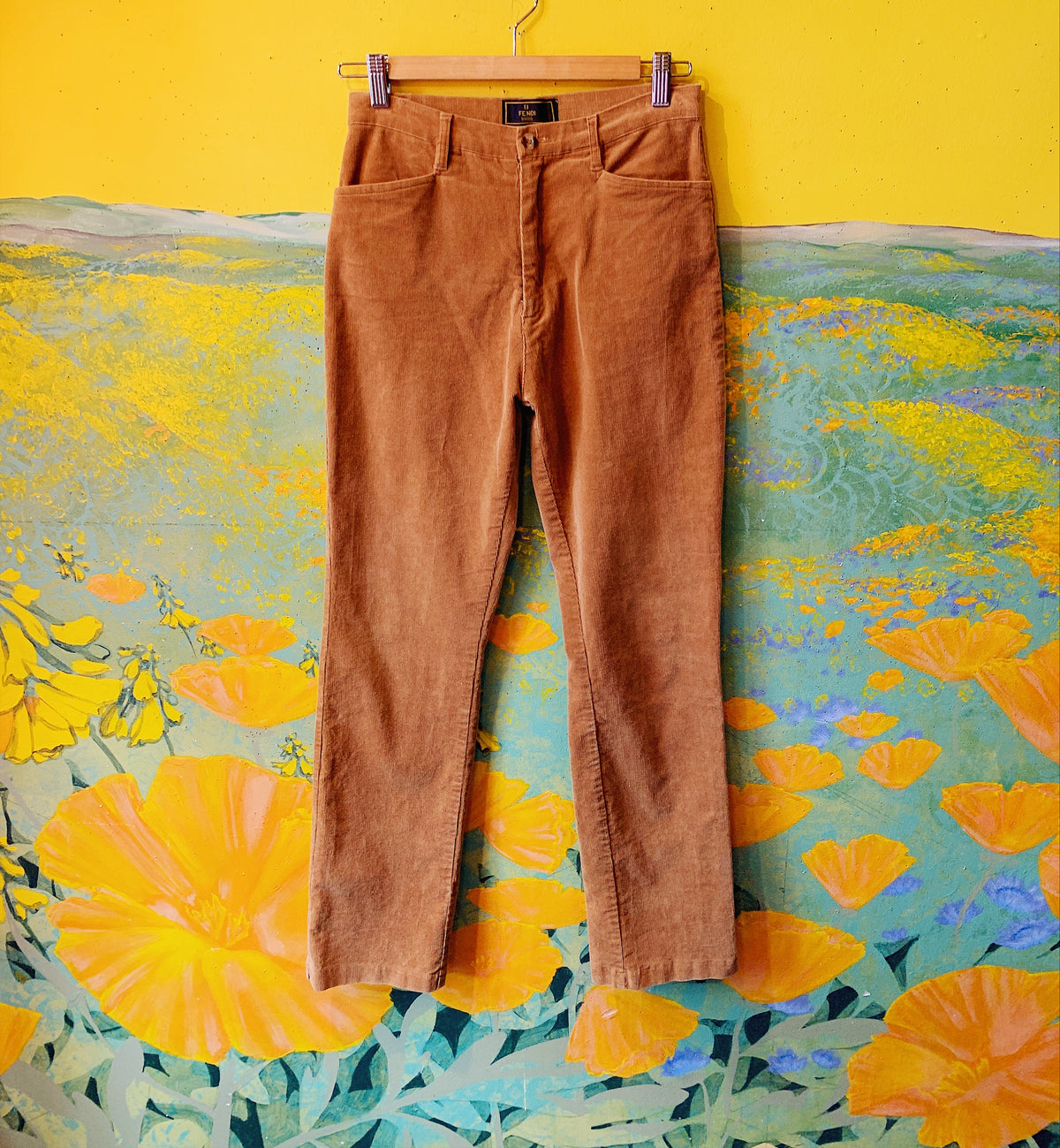 Golden Brown Corduroy Fendi Pants — vintage Fendi bottoms in gold, brown