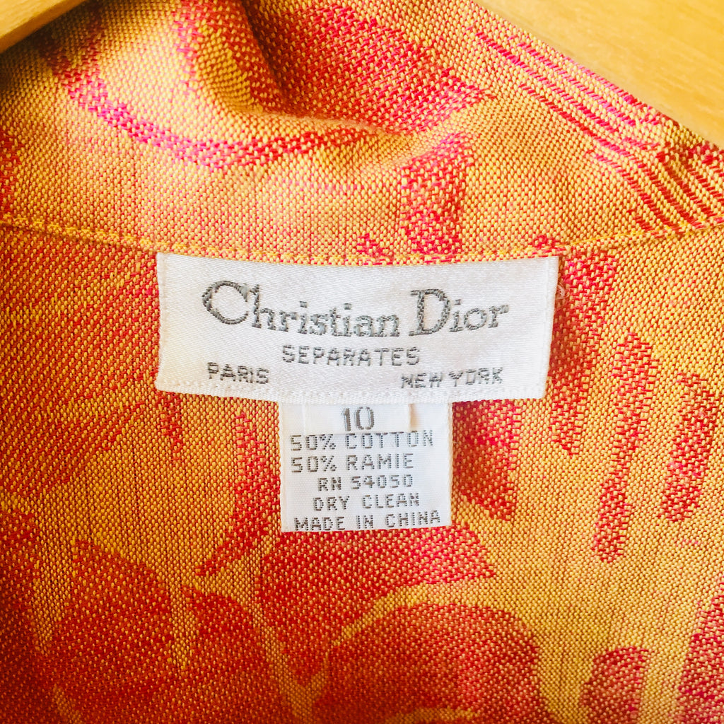 Vibrant Multi-Color Madras Checkered Button Down Blouse by Dior