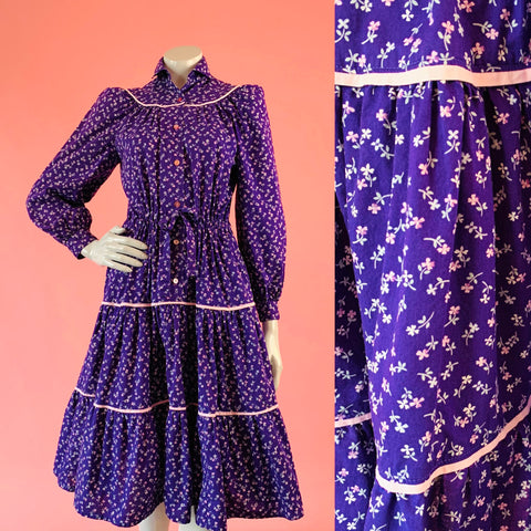 Purple Floral Cotton Prairie Dress
