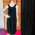 1970s Black Rainbow Cotton Gauze Metallic Dress — vintage 1970s dress in black, multicolour