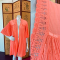 Pink Cotton Gauze Grecian Angel Sleeve Duster — vintage jacket in pink