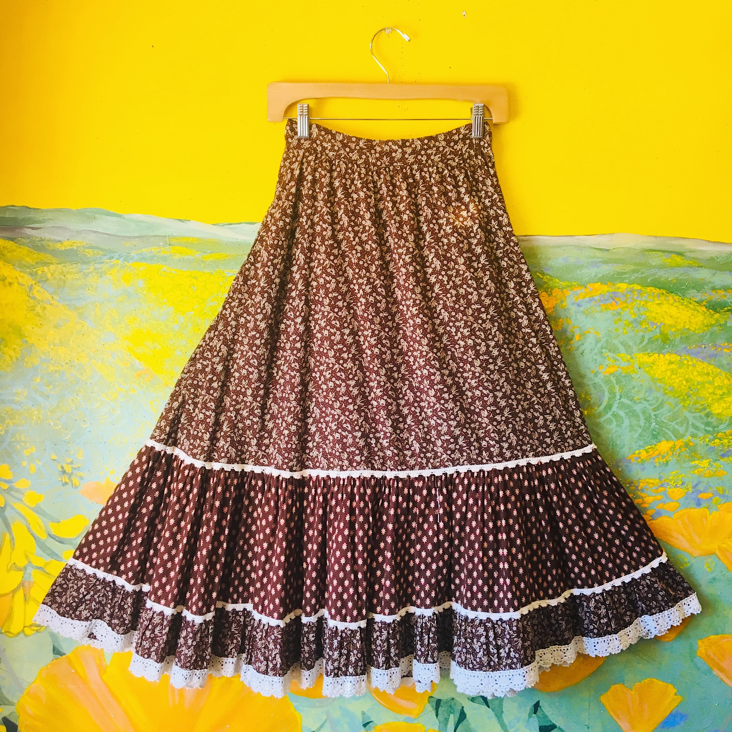Earth Tone Gunne Sax 1970's Prairie Skirt