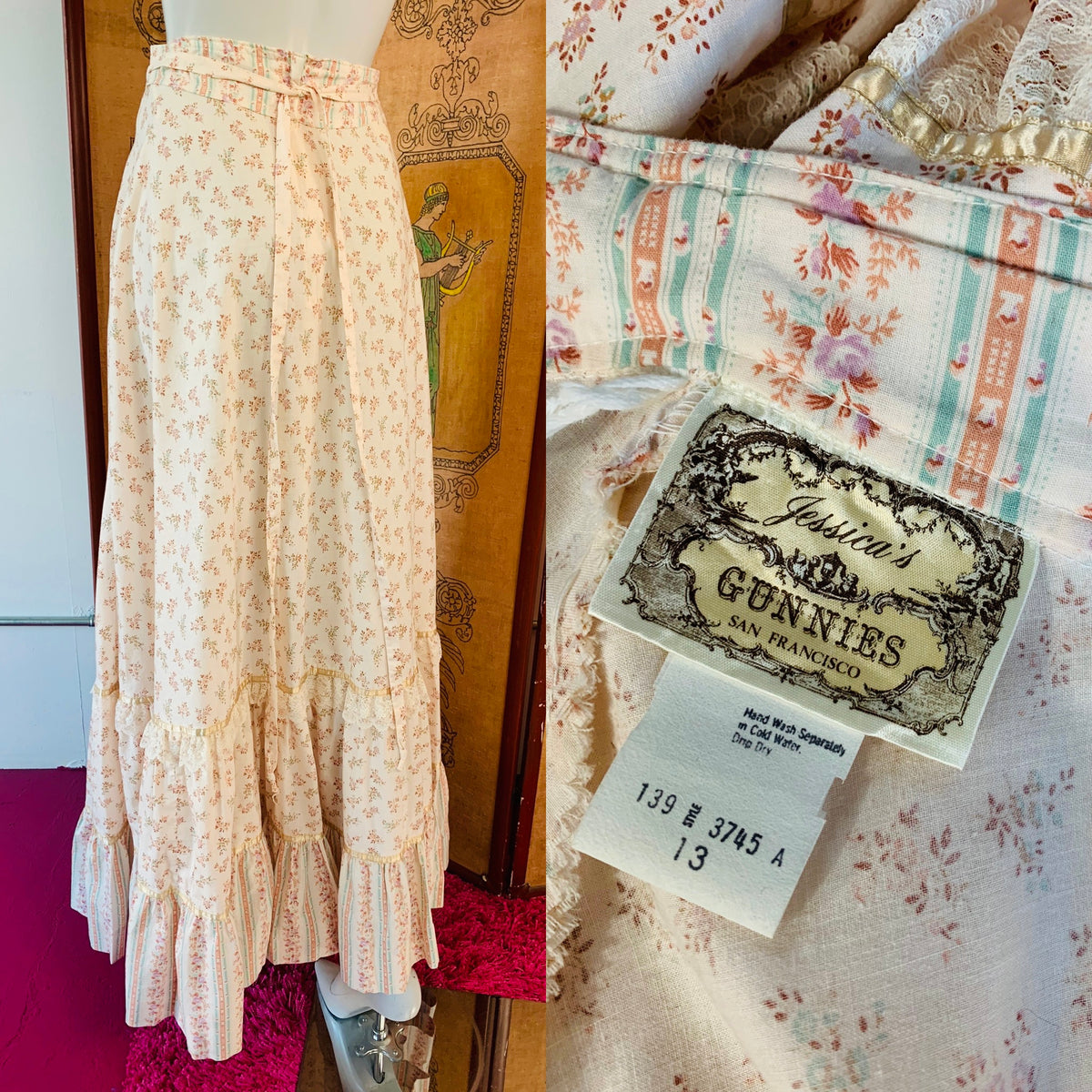 Gunne Sax 70s Cotton Maxi Skirt — vintage 1970s Gunne Sax bottoms in ivory