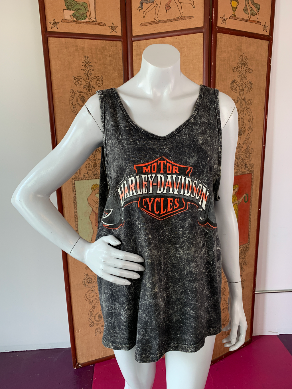 1980s Harley Davidson Unisex Acid Wash Tank Top Tee — vintage 1980s Harley Davidson top