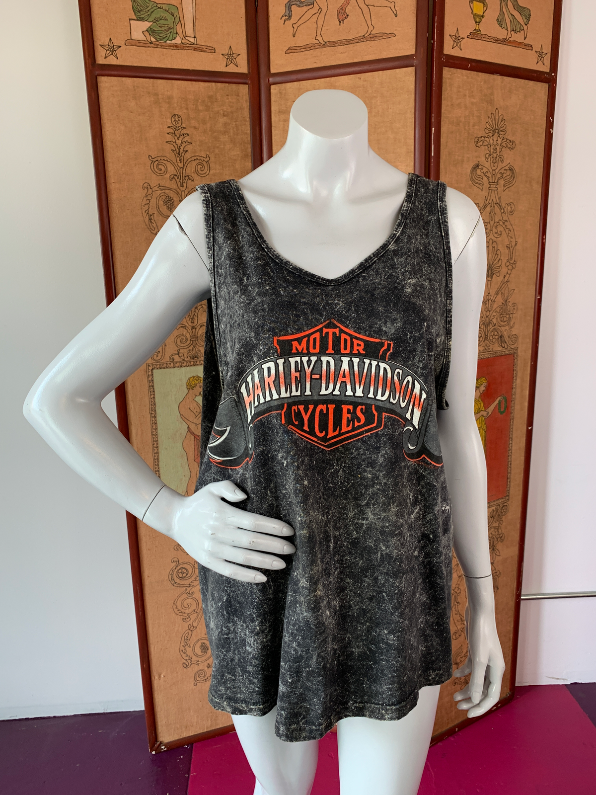 1980s Harley Davidson Unisex Acid Wash Tank Top Tee — vintage 1980s Harley Davidson top