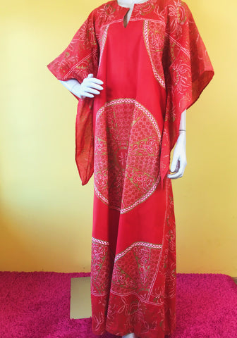 1970s Auburn Patterned Maxi Caftan Dress. Sold exclusively at Empress Vintage in Berkeley, CA.