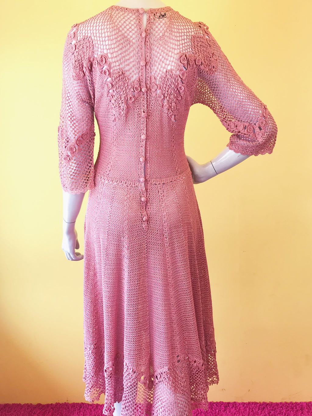 SOLD Angelic Mauve Pink Lace Maxi Dress — vintage dress in pink