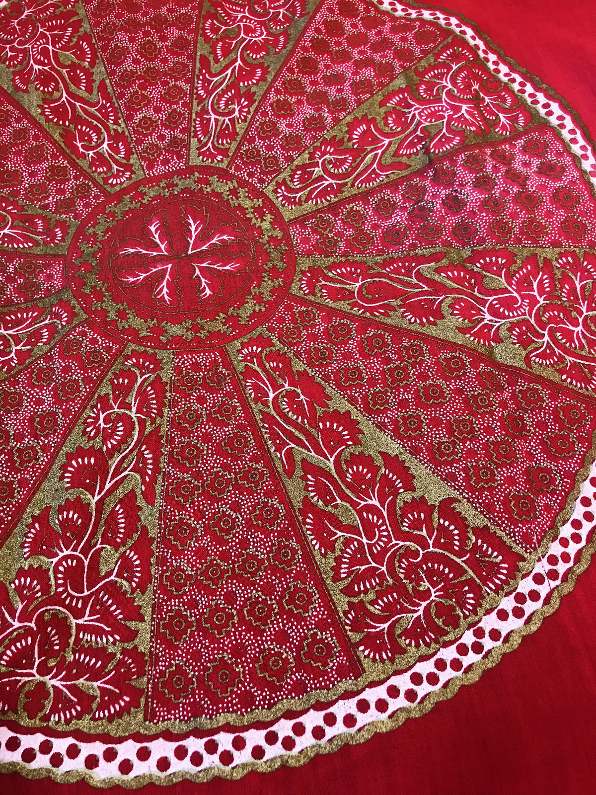 1970s Auburn Patterned Maxi Caftan Dress — vintage 1970s dress in red, gold