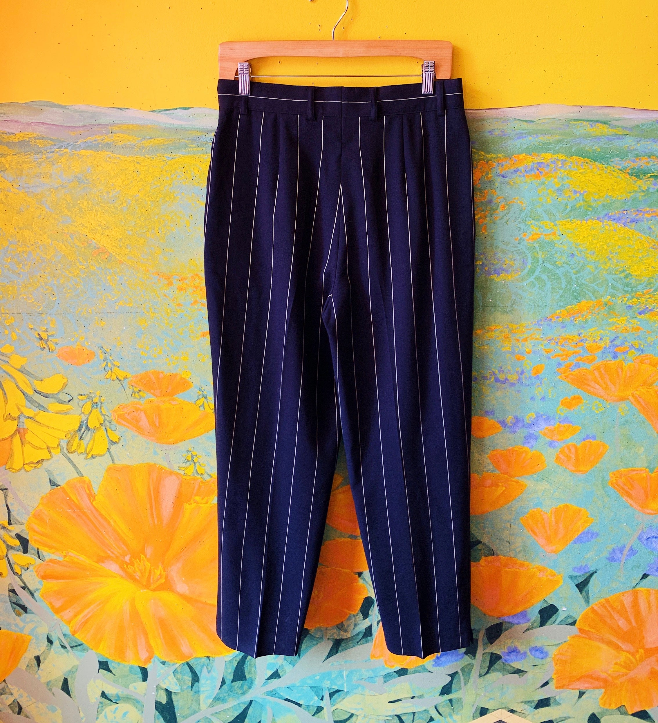 Black & White Pinstripe Escada Pants — vintage 1990s Escada bottoms in black, white