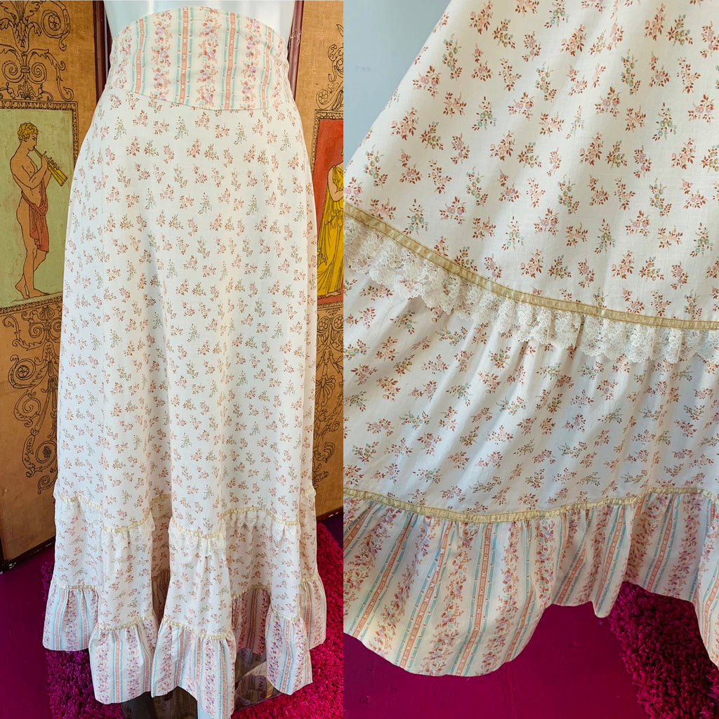Gunne Sax 70s Cotton Maxi Skirt — vintage 1970s Gunne Sax bottoms in ivory