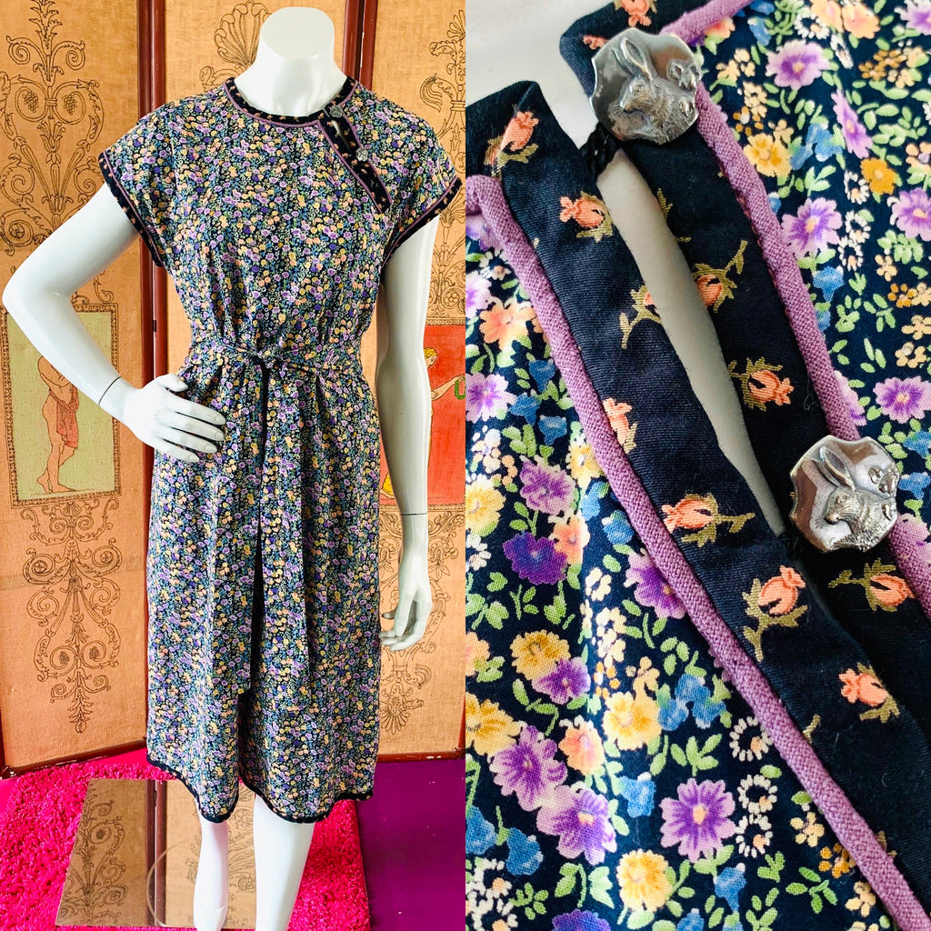 White Duck label San Francisco hippie floral cotton dress available through Empress Vintage.