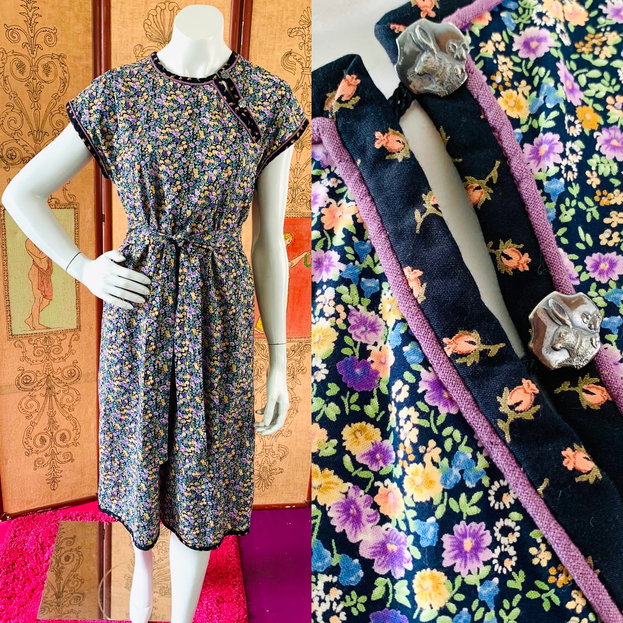White Duck label San Francisco hippie floral cotton dress available through Empress Vintage.
