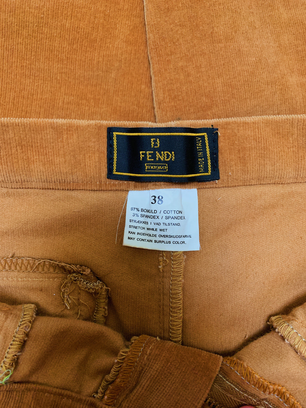 Golden Brown Corduroy Fendi Pants — vintage Fendi bottoms in gold, brown