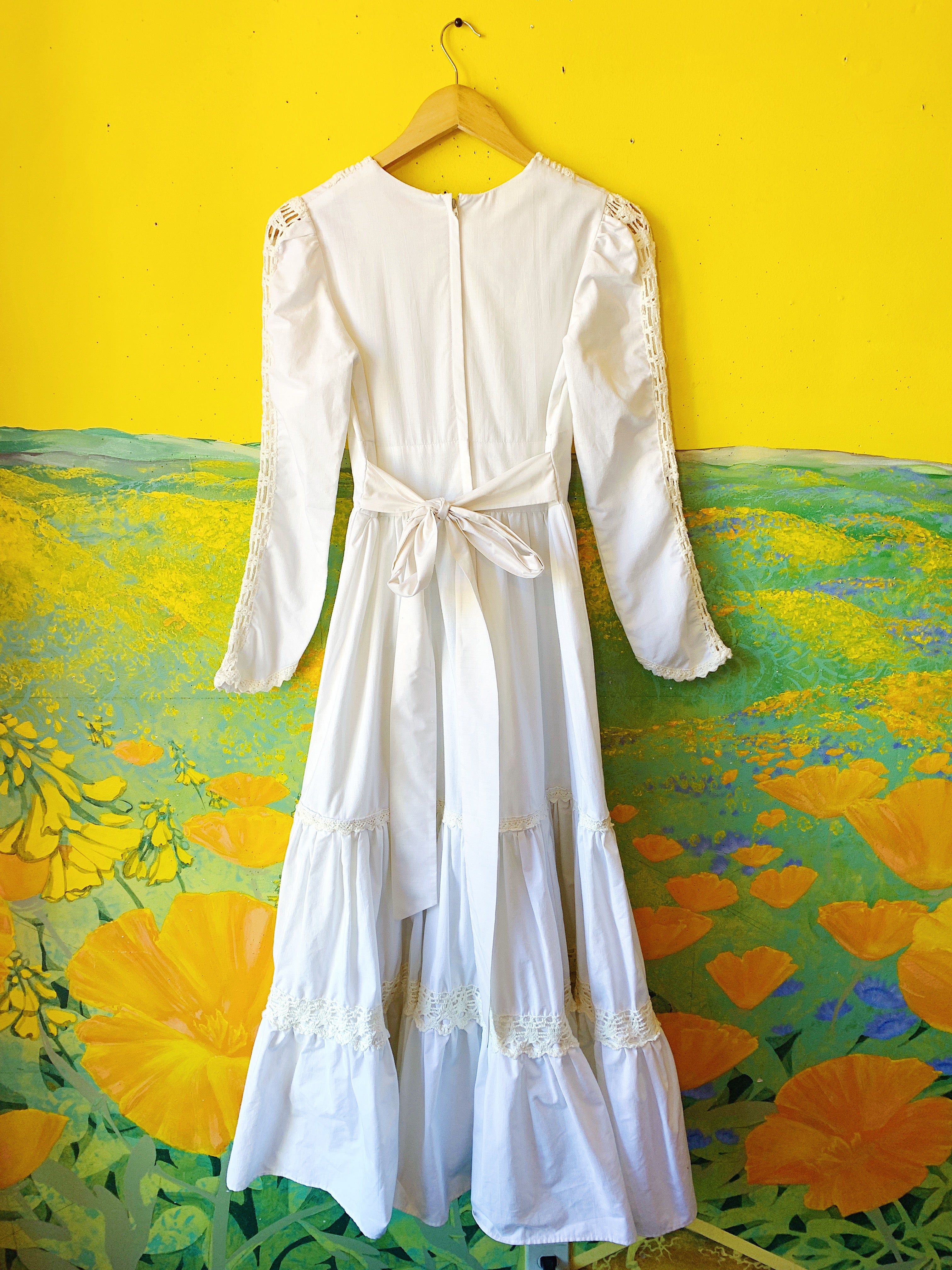 Cream Gunne Sax 1970's Maxi Prairie Dress — vintage 1970s Gunne Sax dress in ivory