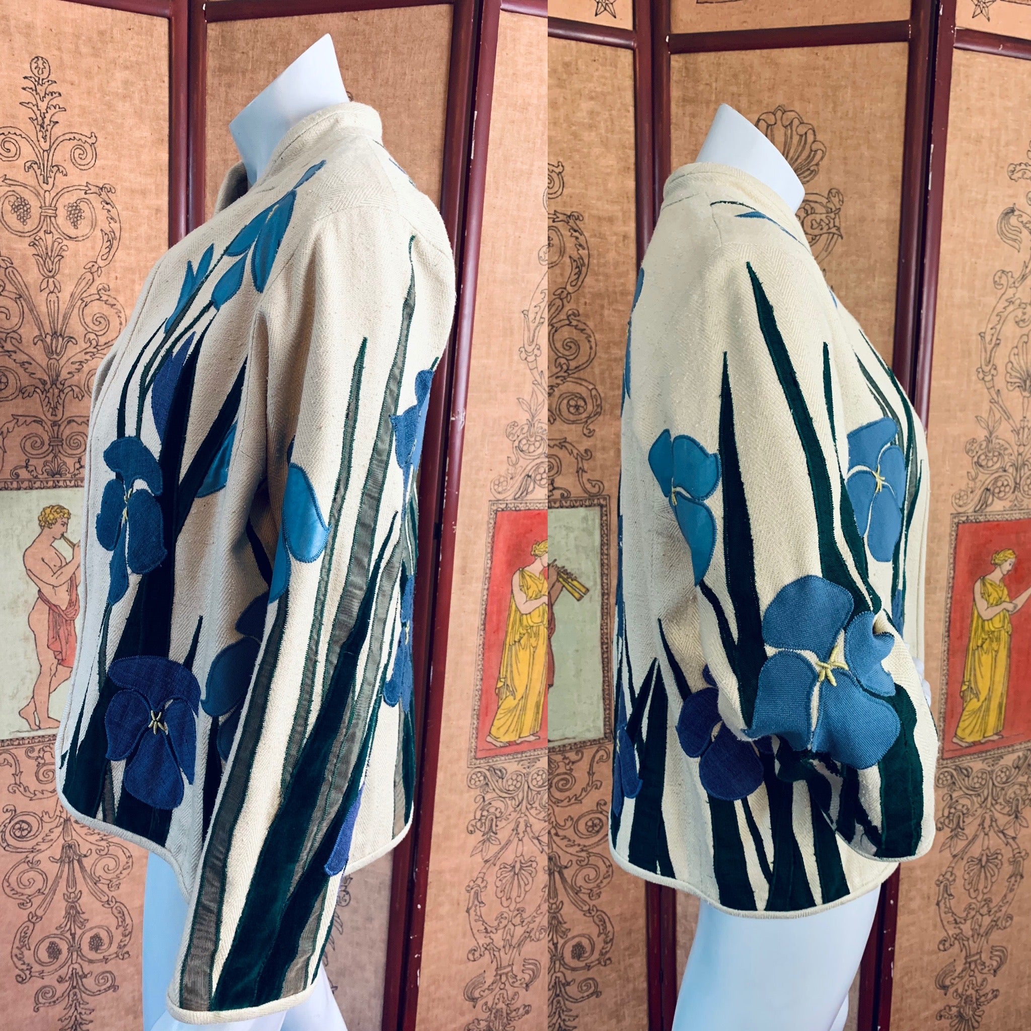 Reversible Art to Wear Appliqué Flower and Lotus Jacket — vintage jacket