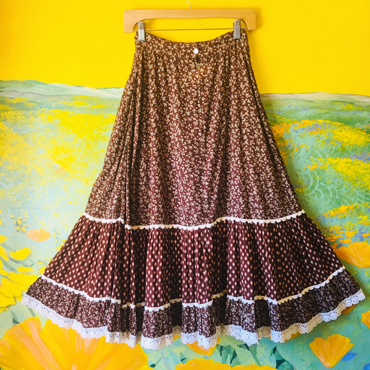 Earth Tone Gunne Sax 1970's Prairie Skirt