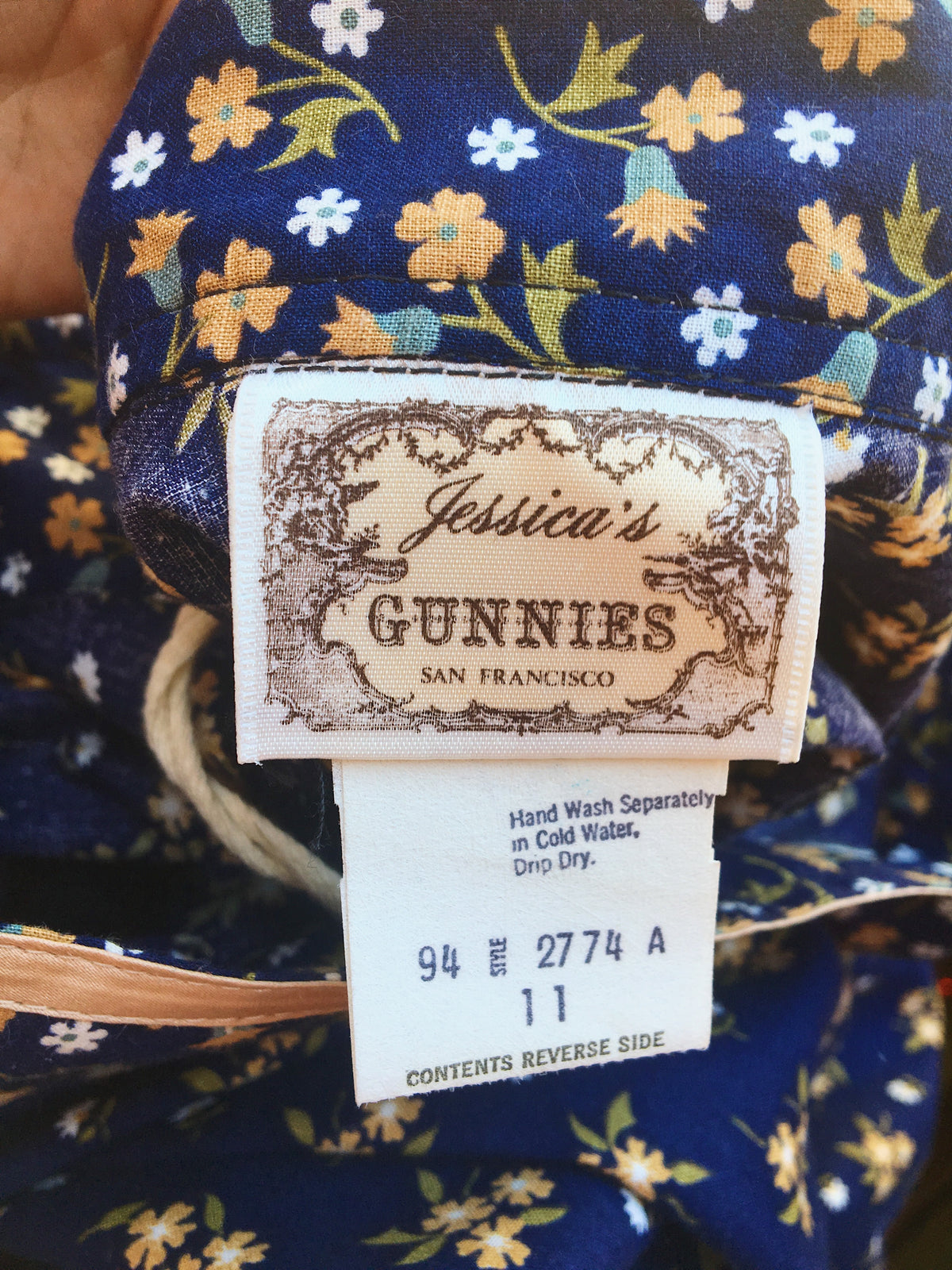 Blue Jasmine Flower Gunne Sax Full Length 1970s Prairie Skirt