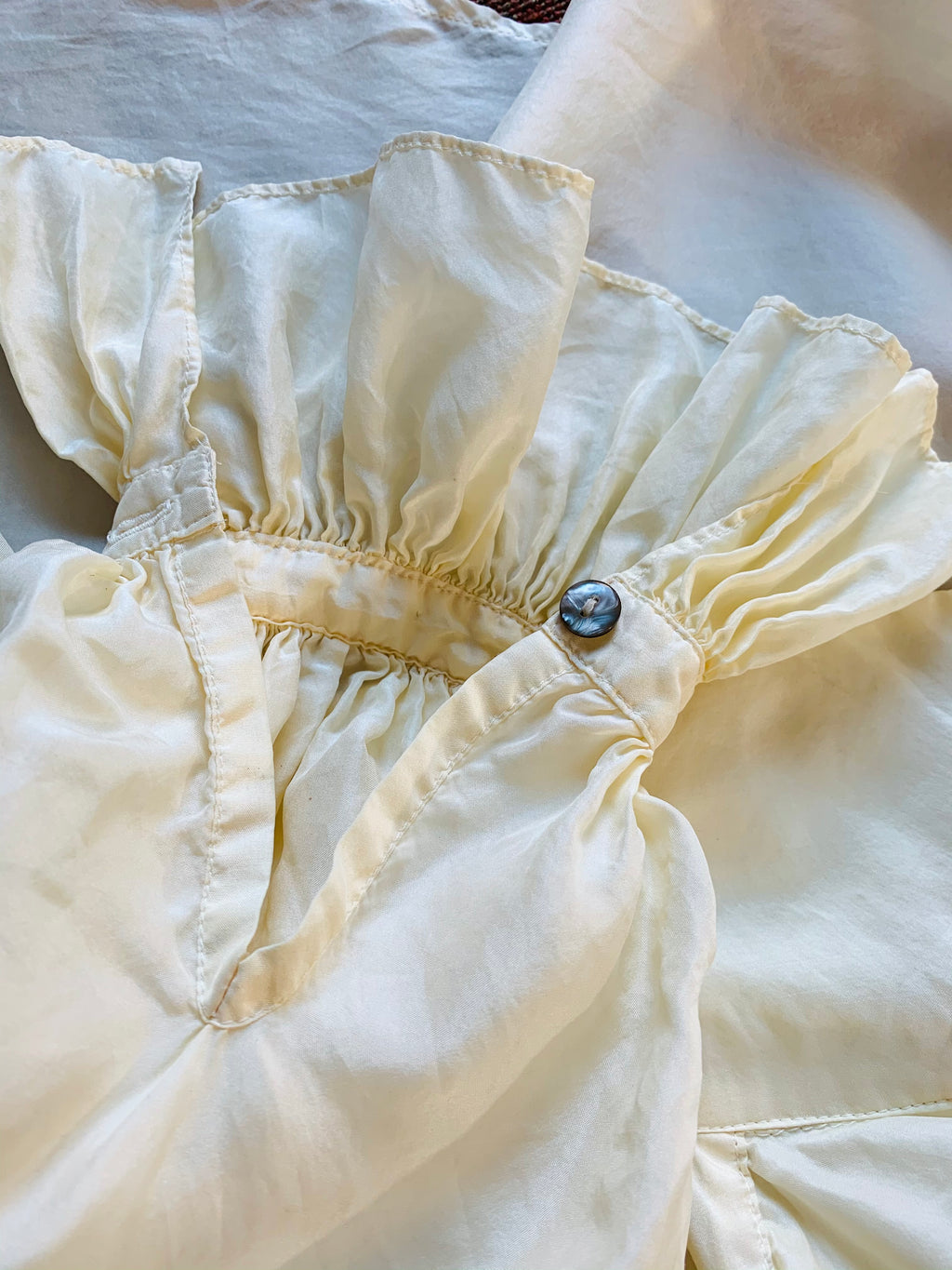 90s Express Poet Sleeve Button Up Silk Blouse — vintage 1990s top