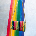 Rainbow Raffia Gold Purse — vintage bag in gold, multicolour