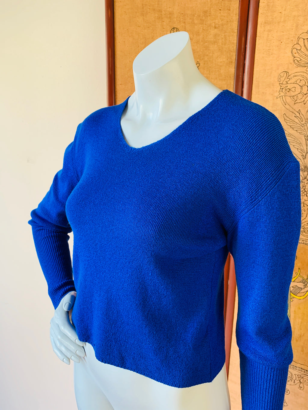 Emporio Armani Royal Blue Cropped Sweater — vintage 1980s Armani top in blue