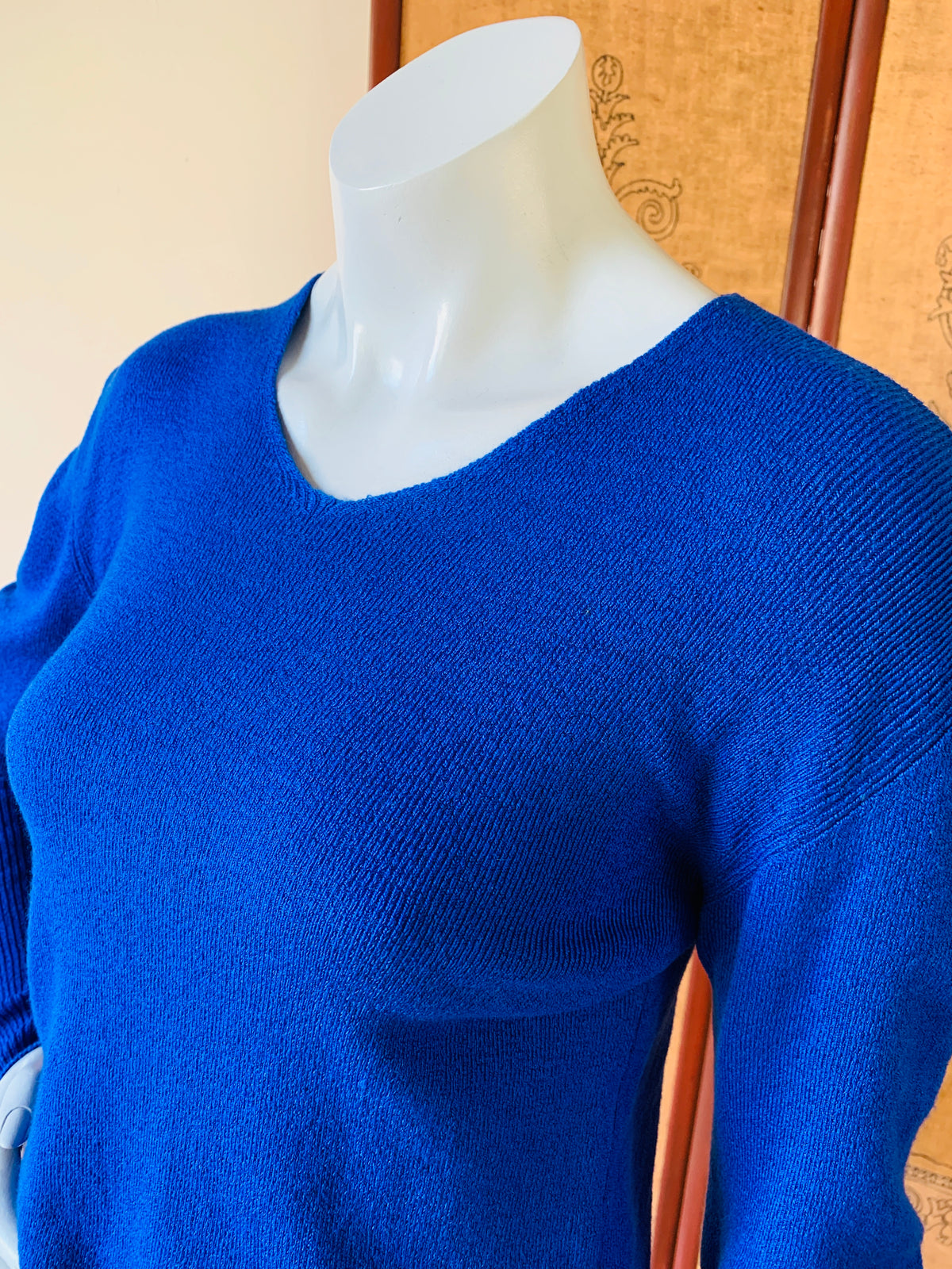 Emporio Armani Royal Blue Cropped Sweater — vintage 1980s Armani top in blue