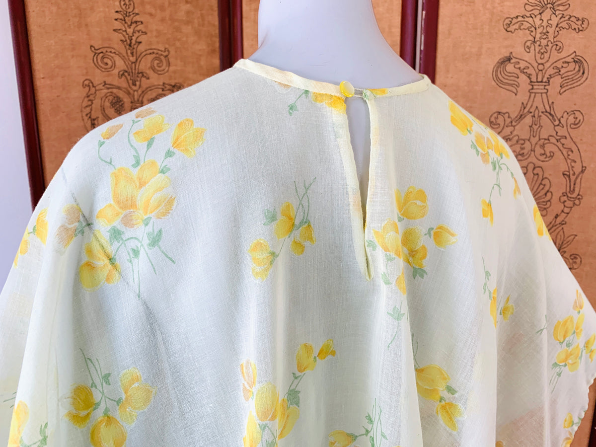 Pale Yellow 1970s Sheer Cape — vintage 1970s jacket in yellow