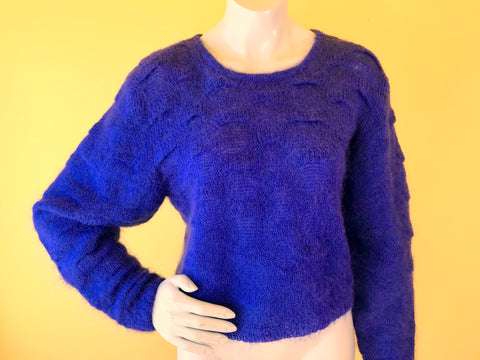 Christian Dior Textured Indigo Mohair Sweater. Sold exclusively at Empress Vintage in Berkeley, CA.