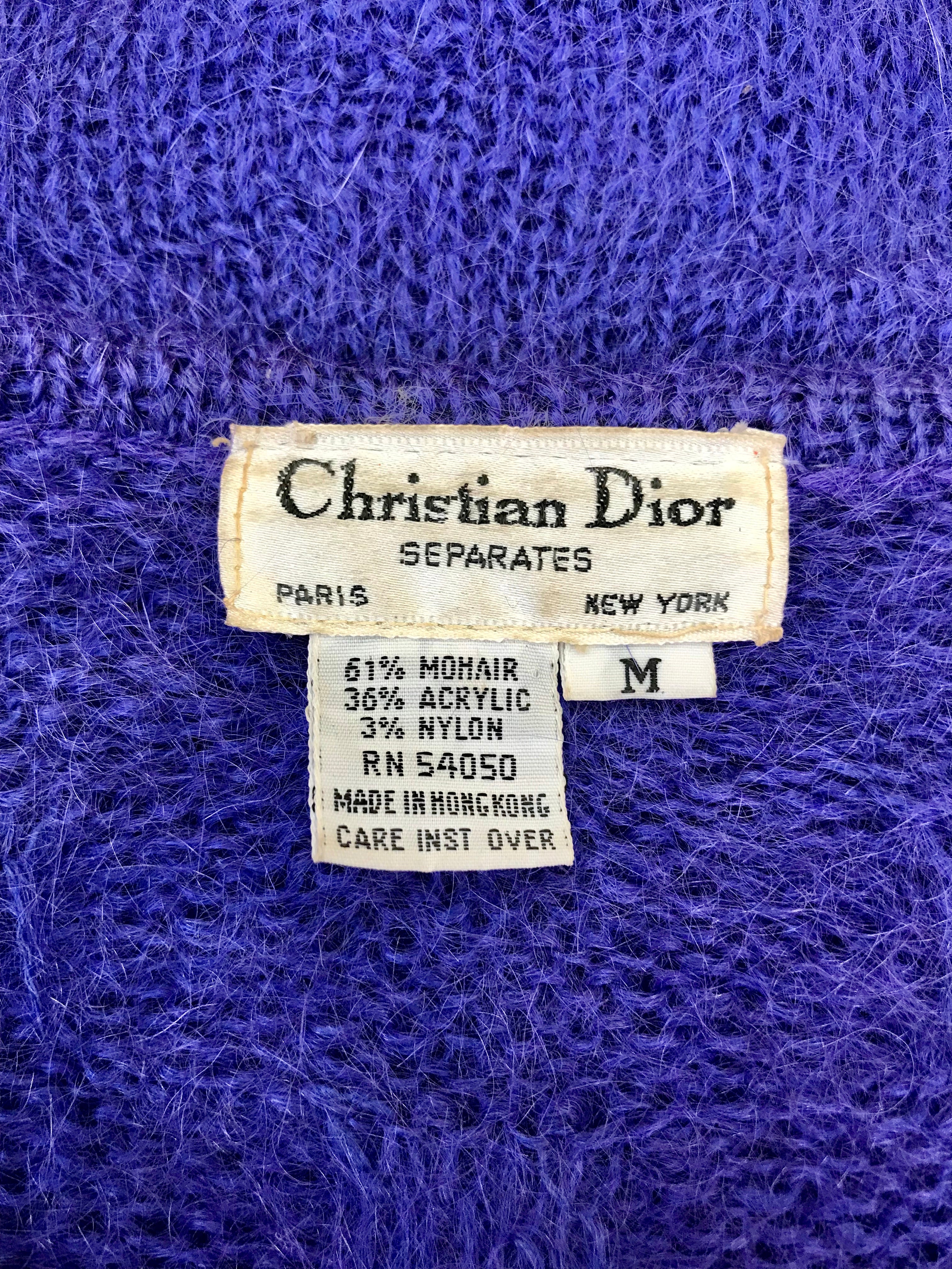 Christian Dior Textured Indigo Mohair Sweater — vintage 1980s Christian Dior knit in blue