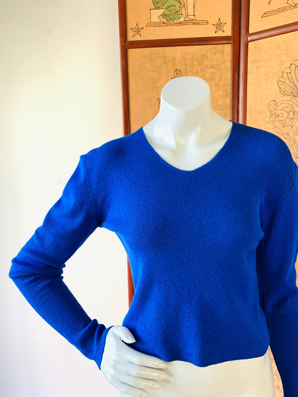 Emporio Armani Royal Blue Cropped Sweater — vintage 1980s Armani top in blue