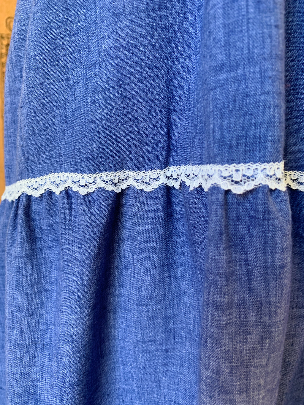 Blue 70s Tiered Halter Dress — vintage 1970s dress in blue