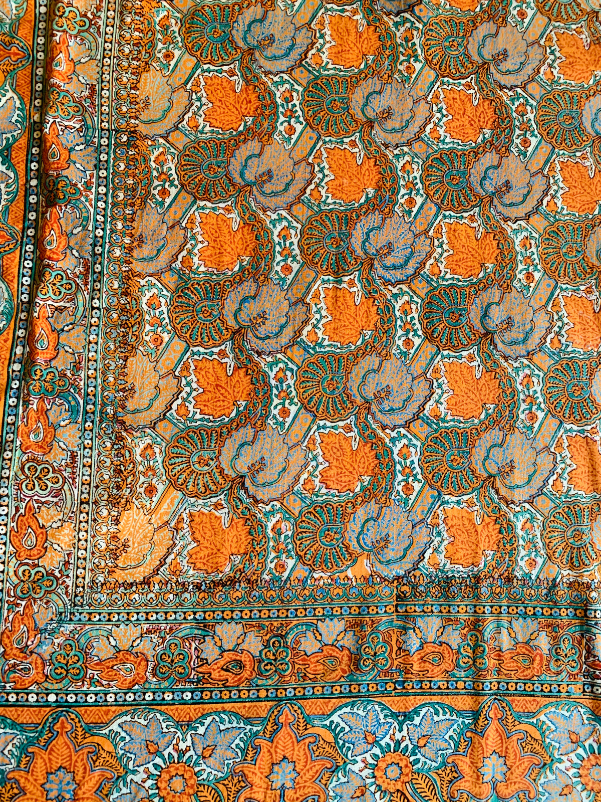 1970s Block Print Cotton Paisley Caftan — vintage 1970s dress