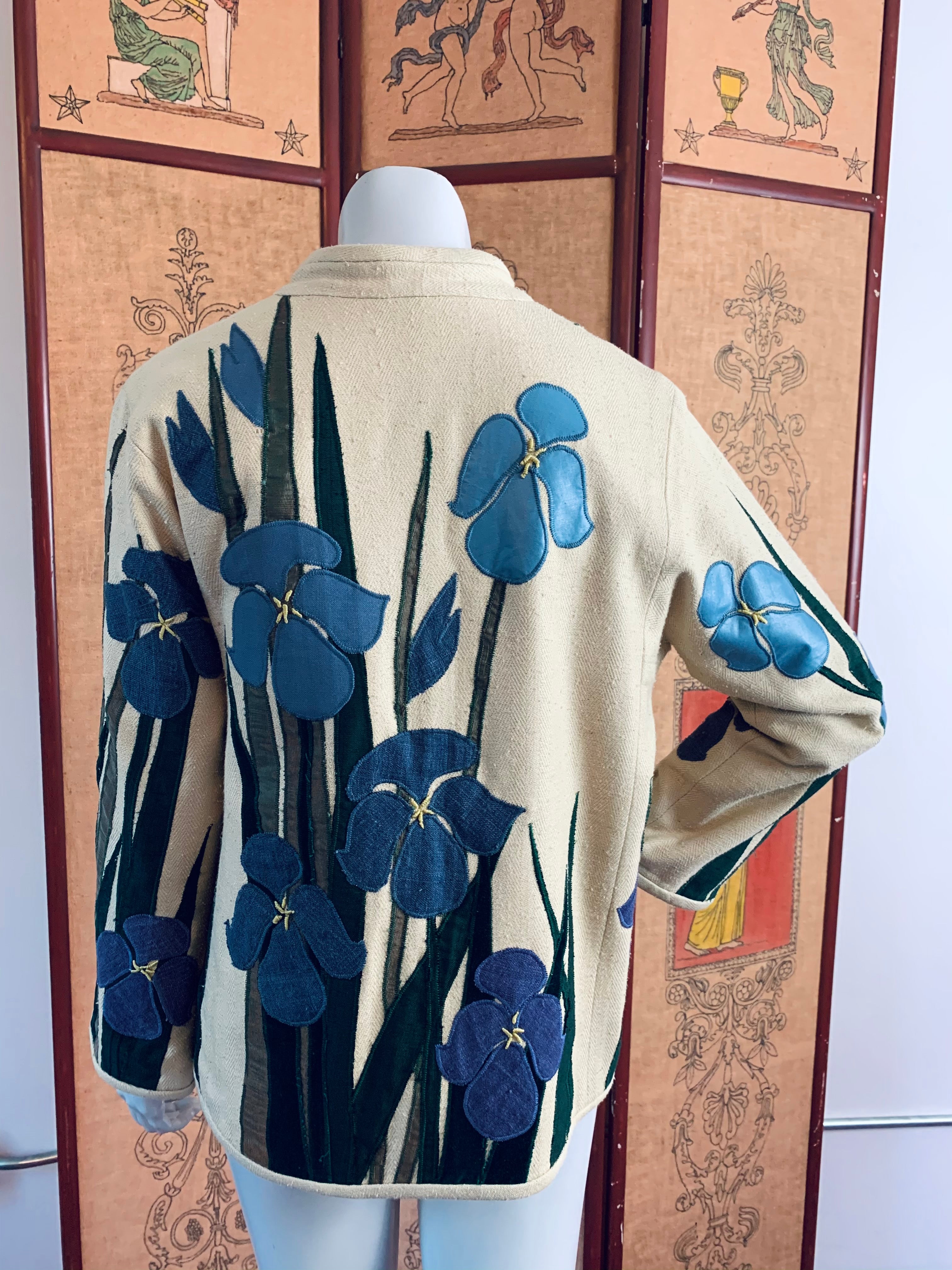 Reversible Art to Wear Appliqué Flower and Lotus Jacket — vintage jacket