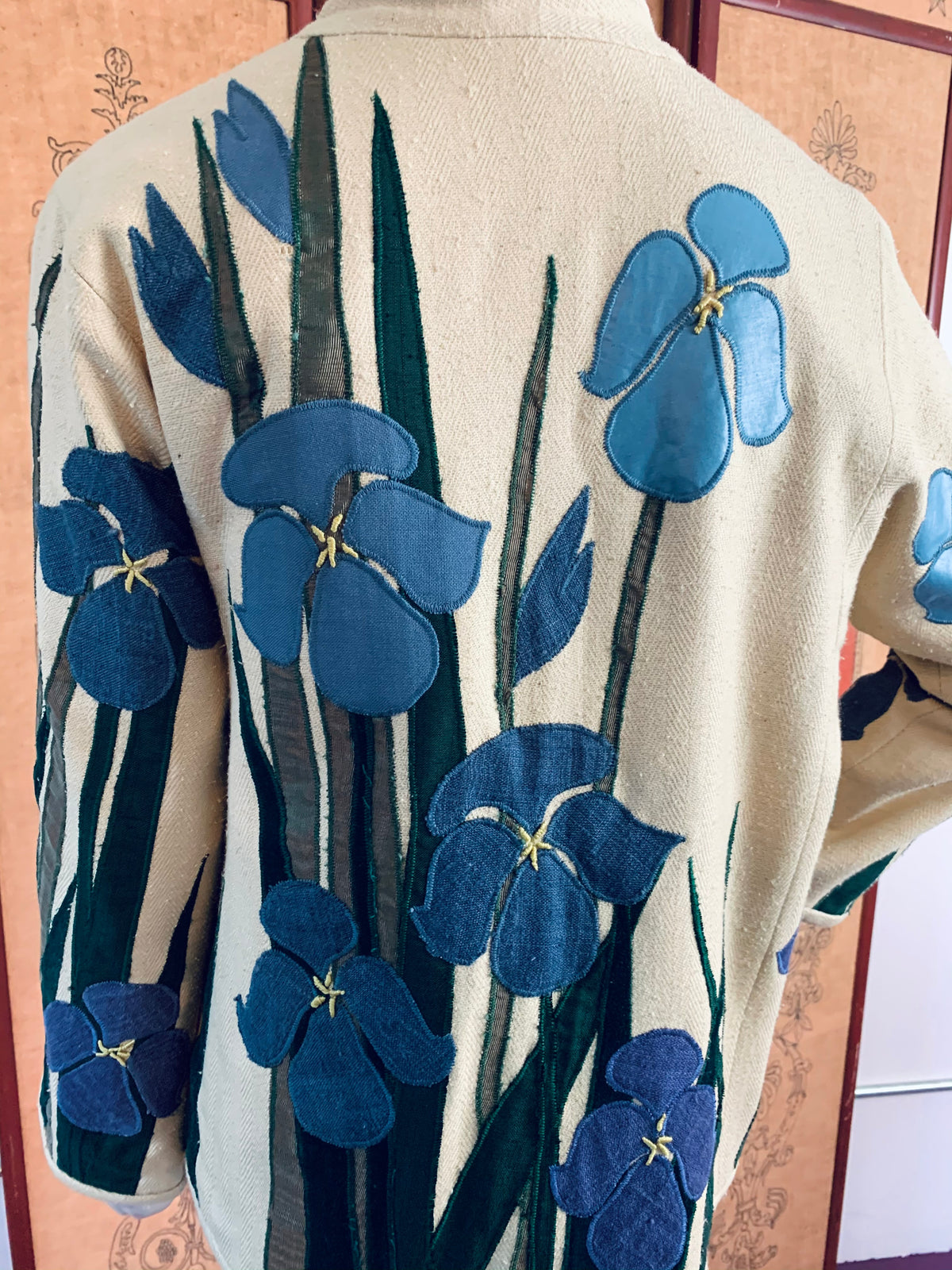 Reversible Art to Wear Appliqué Flower and Lotus Jacket — vintage jacket