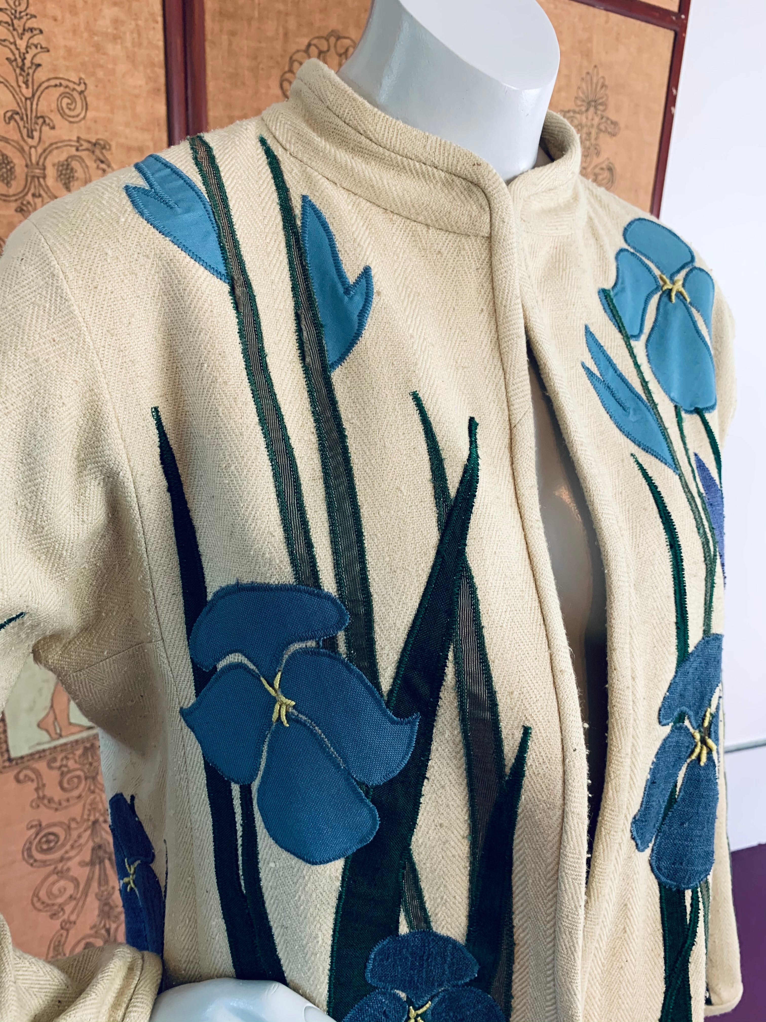 Reversible Art to Wear Appliqué Flower and Lotus Jacket — vintage jacket