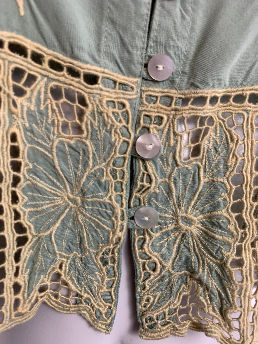 Bali Cut Out Sage Green Crop Top — vintage top in green