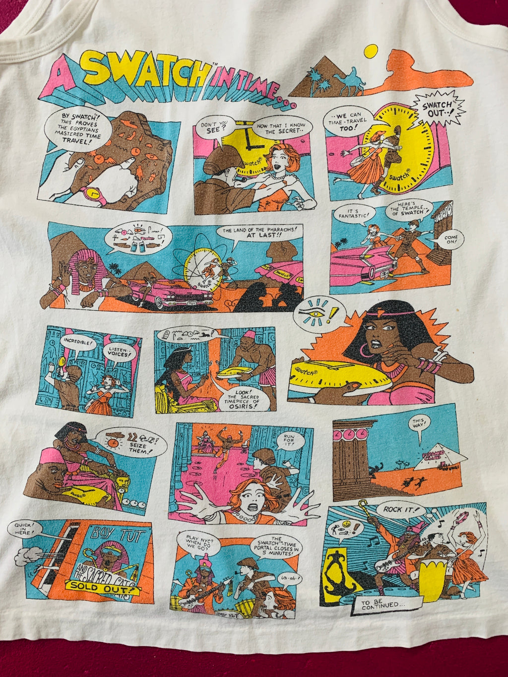 Swatch Time Travel Comic Print Tank Top — vintage 1980s top