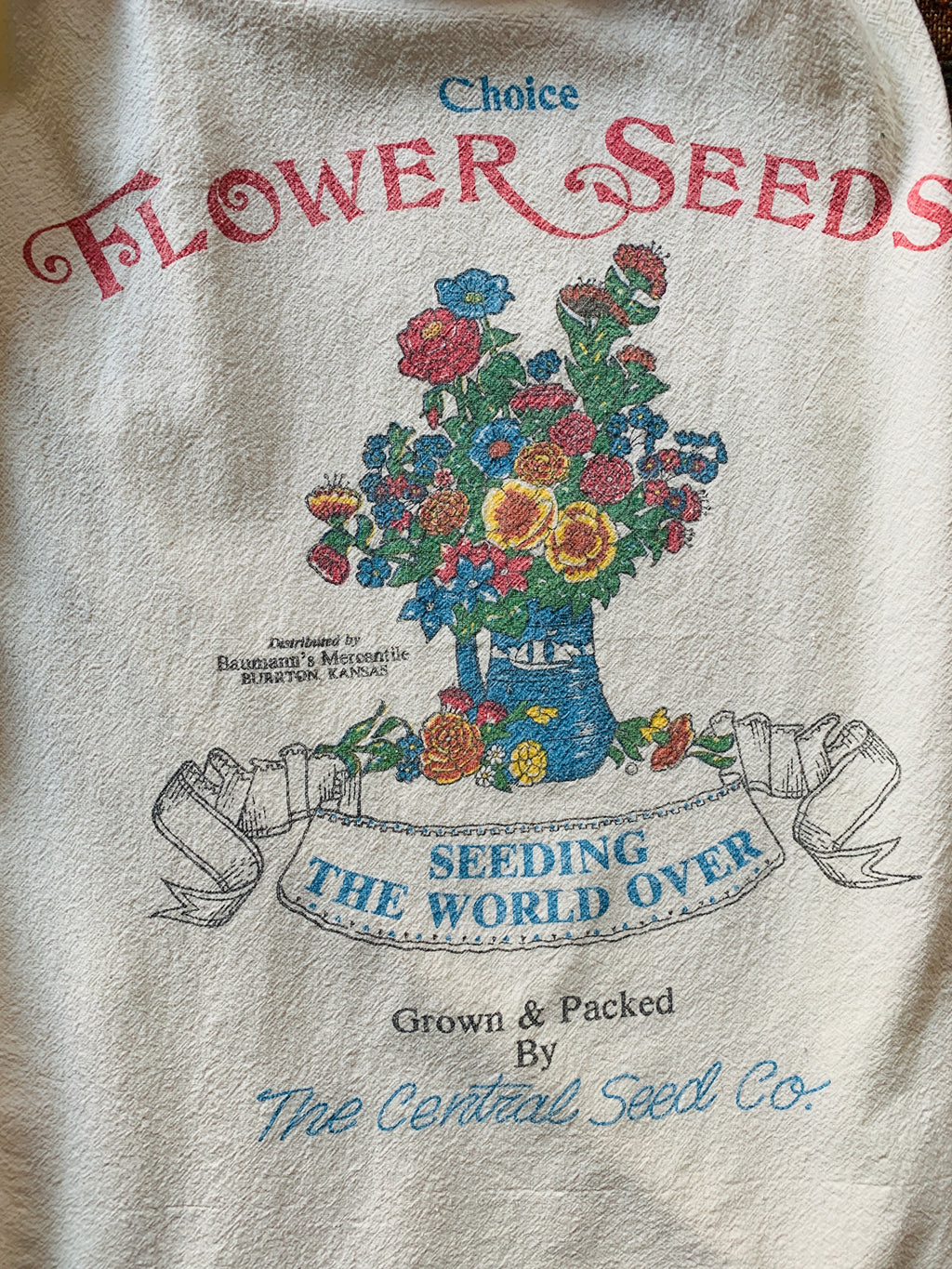 Cotton Flower Seed Sack Dress — vintage 1980s dress