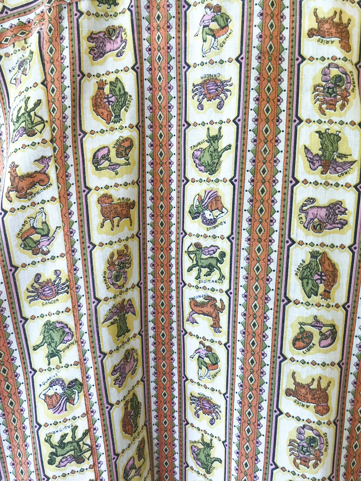 Men's Zodiac Button Up 1970's Shirt — vintage 1970s top in multicolour