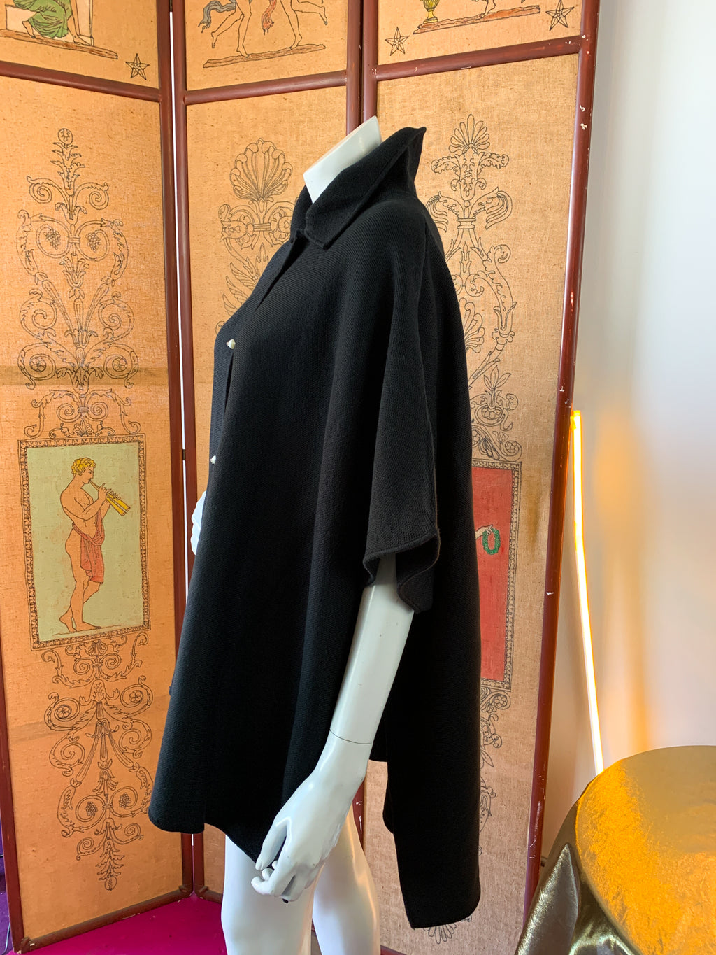 Karl Lagerfeld Black Knit Cape — vintage Karl Lagerfeld knit in black