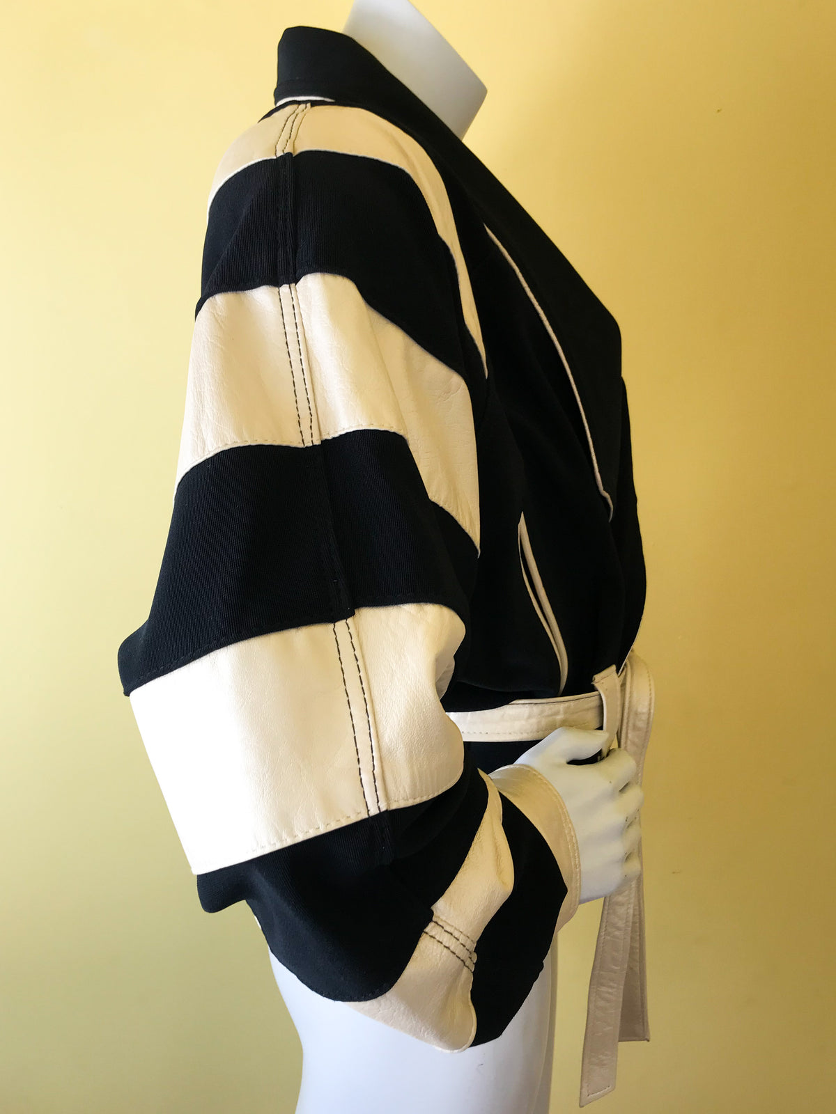 Black & White Leather Jacket — vintage Twin's jacket in black, white
