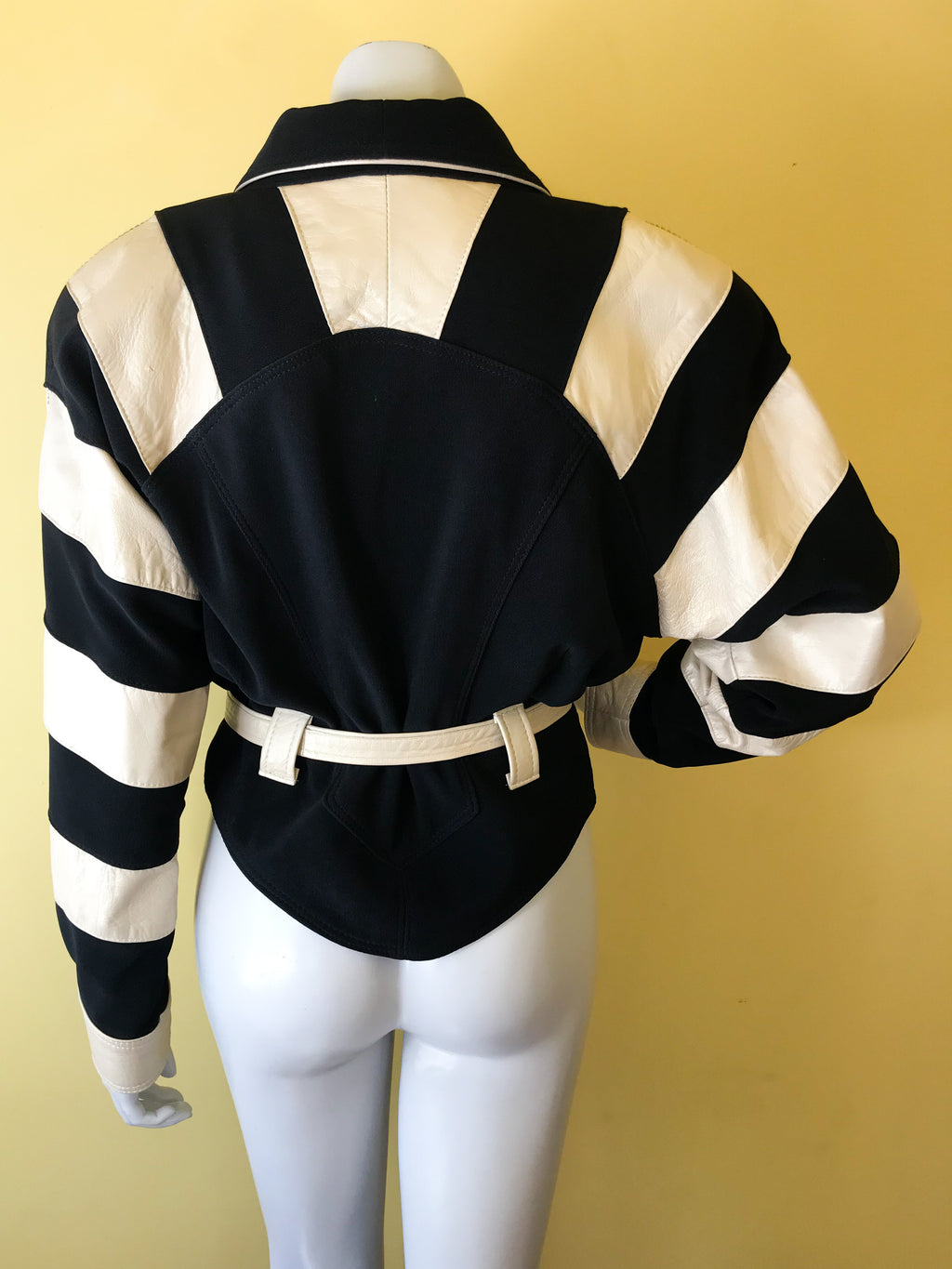 Black & White Leather Jacket — vintage Twin's jacket in black, white