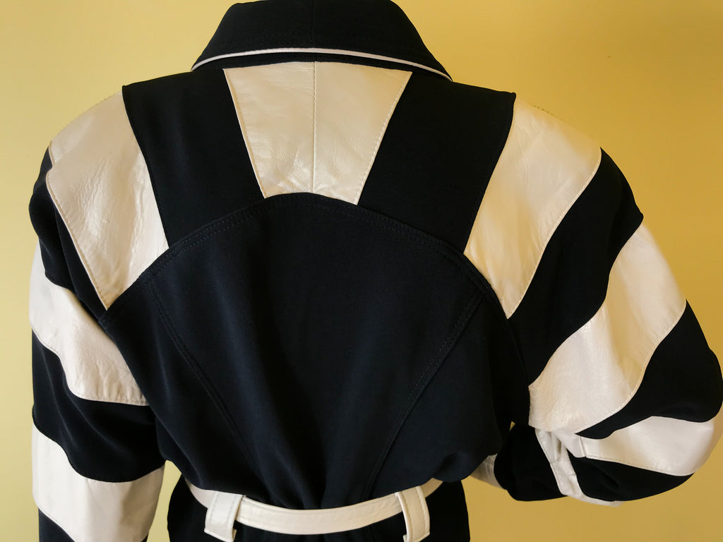 Black & White Leather Jacket — vintage Twin's jacket in black, white
