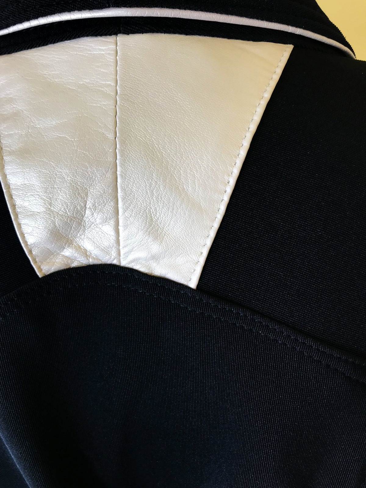 Black & White Leather Jacket — vintage Twin's jacket in black, white
